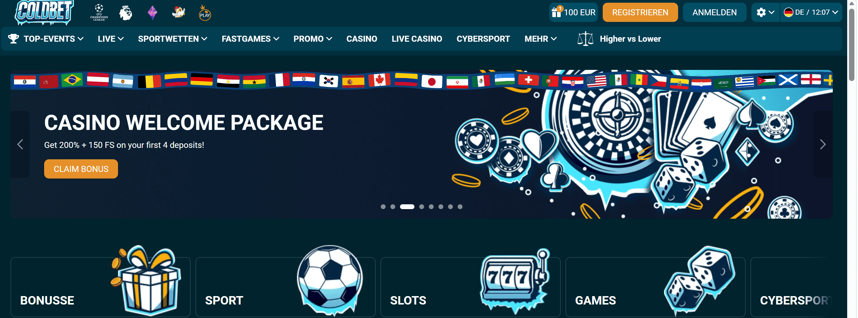 ColdBet Casino Screenshot